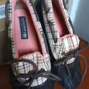 Sperry Top-Sider Pink/brown plaid Rain Shoes size 7